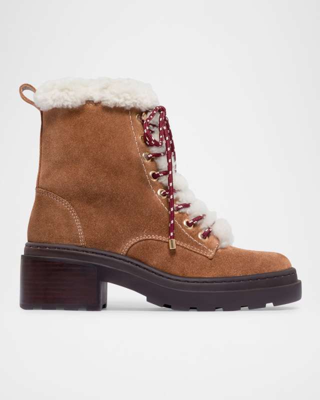 North Suede Shearling-Trim Hiker Boots